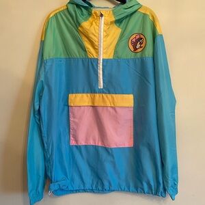 Buc-ee's Windbreaker Quarter Zip with Hood- Pastel Colorblock- Size Small